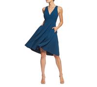 Dress the Population Women's Catalina Solid Sleeveless FIT & Flare MIDI Dress, Peacock Blue, X-Large