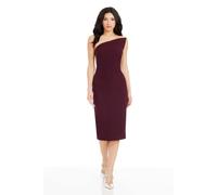 Dress The Population Milan Strapless Asymmetrical Midi Dress Plain In Red Red L