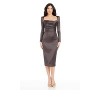 Dress The Population Pamela Pleated Bodice Bodycon Midi Dress Plain In Brown Brown L