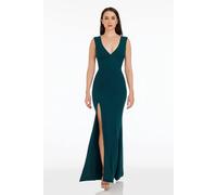 Dress The Population Sandra Plunging V-Neck Mermaid Dress Plain In Green Green XL