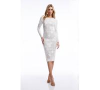 Dress The Population Sophia Long Sleeve Bodycon Midi Dress Floral In White White M