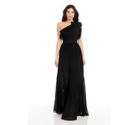 Dress The Population Vida One Shoulder Ruffle Neckline Gown Plain In Black Black XS