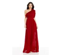 Dress The Population Vida One Shoulder Ruffle Neckline Gown Plain In Red Red S