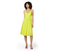 Dress the Population Women's Alicia Plunging Mix Media Sleeveless Fit & Flare Midi Dress, Lemongrass, X-Large