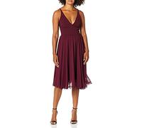 Dress the Population Women's Alicia Sleeveless Plunging Fit and Flare Midi Dress