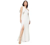 Dress the Population Women's Asymmetrical Bow Neckline Bodycon Midi Dress, White, Medium