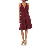 Dress the Population Women's Catalina Solid Sleeveless FIT & Flare MIDI Dress, Burgundy, XX-Large