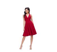 Dress the Population Women's Catalina Solid Sleeveless Fit & Flare Midi Dress, Garnet, Large