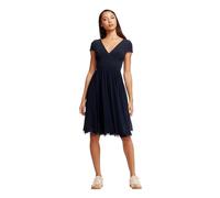 Dress the Population Women's Corey Plunging Mix Media Cap Sleeve A-line Midi Dress, Midnight, XXL