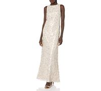 Dress the Population Women's Verziertes Tiefes Ärmelloses Langes Kleid mit Blumenmuster Dress, Sidney Mineral Blue, L