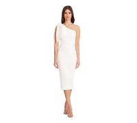 Dress the Population Women's Tiffany Asymmetrical Bow Neckline Bodycon Midi Dress, White, X-Large