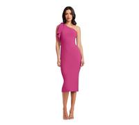 Dress the Population Women's Tiffany One Shoulder Bow Detail Midi Sheath Dress, Hibiscus, XL