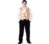Dress Up America Gold Sequin Waistcoat - Adults Shiny Dance Vest - Sparkly Gold Waistcoat for Adults - Golden Party Costume