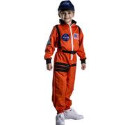 Dress Up America Kids NASA Astronaut Costume - Orange Space Suit with Cap - Realistic Halloween & Dress-Up Outfit - Role Play & Dress Up Costume For Kids