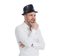 Dress Up America Black Fedora Hat with Flashing LED Lights For Adults - Flashing Fedora Hats - Hat for Costume Accessories Party -Led Jazz Hat Cowboy Hat