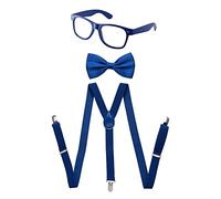 Dress Up America Blue Neon Suspender, Bow-Tie, Sunglasses, & Accessory Set - Kids Size Suspenders