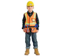 Dress Up America Construction Worker Costume Play Set for Kids - Construction Builder Dress Up Kids for Boys and Girls (with Helmet)
