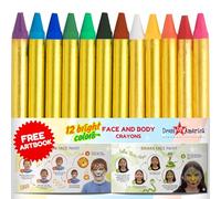 Dress Up America Face Paint Crayons - With Artbook & Easy To Follow Facepainting Designs -Safe Non-Toxic Face And Body Paint Made in Taiwan - Halloween Makeup Face Painting Kit for Kids & Adults