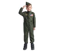 Dress Up America Fighter Pilot Costume for Kids - Air Force Fighter Pilot Jumpsuit - Top Gun Dress-Up Suit for Boys