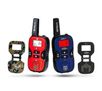 GoTalkie Set of 2 Long Range Portable and 4 Interchangeable Police, Spy, Fireman, Army Soldier Theme Plates w/Built in Flashlight, LCD Screen Radio Walkies Kids Pretend Play