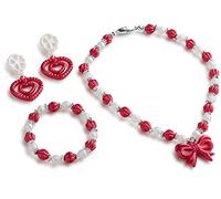 Dress Up America Jewelry Set For Little Girls - Princess Jewellery Box Includes Beautiful Necklace, Bracelet & Earring - Pretend Role Play For Little Girls (Red)
