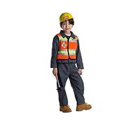Dress Up America Kids Construction Worker Costume with Helmet Included - Dressing Up Costume For Role Play - Toddlers Builder Pretend Play Costume For Kids