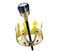 Dress Up America Kids Gold Crown and Scepter Props for Children Role Play | Royal Accessory Set with Shiny Jewels - Suitable for World Book Day, King Costume Parties, School Plays and Dress Up Fun