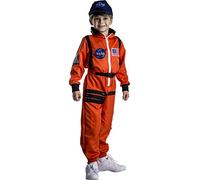 Dress Up America Kids NASA Astronaut Costume - Orange Space Suit with Cap - Realistic Halloween & Dress-Up Outfit - Role Play & Dress Up Costume For Kids