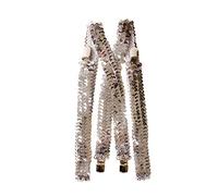 Dress Up America Mens Silver Sequined Suspenders