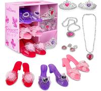 Dress Up America My Princess Dress Up Shoes Set for Kids- Crown for Girls, 3 Sh