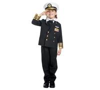 Dress Up America Navy Admiral Captain Costume for Kids - Black Sailor Uniform for Boys - Children’s Fancy Dress Role Play Set - Titanic Ship Captain Costume