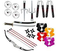 Dress Up America Ninja Weapons - Ninja Toys Includes Katana, Bow & Arrow, Eye Masks and More - Ninja Warrior Costume Accessory Set for Kids