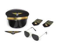 Dress Up America Pilot Costume Set - Airline Pilot Dress Up Accessory Set for Adults