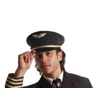 Dress Up America Pilot Hat - Black Airline Captain Cap - Pilot Costume Accessory for Kids and Adults