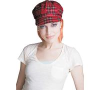 Dress Up America Plaid Newsboy Hat with Hair (One Size)