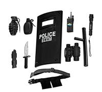 Dress Up America All in One Police Officer Role Play Set for Kids - Includes Swat Shield, Adjustable Belt, Flashlight And more, Durable Plastic Constr