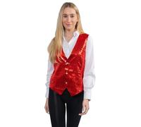 Dress Up America Sequin Vest - Adults Shiny Dance Vest - Sparkly Waistcoat For Adults - Red Party Costume