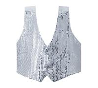 Dress Up America Sequin Vest - Adults Shiny Dance Vest - Sparkly Waistcoat For Men And Women - Silver Party Costume