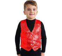 Dress Up America Sequin Vest for Kids - Red Shiny Dance Vest for Boys - Party C