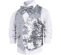 Dress Up America Sequin Vest with Bowtie - Sparkly Vest for Boys - Costume Dres