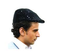 Dress Up America Sequined Flat Cap - Cabbie Hat For Men - Black Sequin Newsboy Flat Cap For Men
