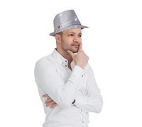 Dress Up America Silver Fedora Hat with Flashing LED Lights For Adults - Flashing Fedora Hats - Hat for Costume Accessories Party -Led Jazz Hat Cowboy Hat