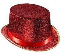 Dress Up America Top Hats for Adults - Shiny Tuxedo Hat for Men and Women - Costume Magician Hat, Red, One Size