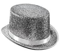 Dress Up America Top Hats for Adults - Shiny Tuxedo Hat for Men and Women - Silver Costume Magician Hat