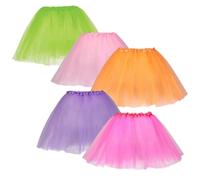 Dress Up America Tutus for Girls - Pack of 5 Different Colored Tulle Layered Tutu Skirts