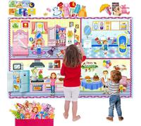 Dress Up Dolls Felt Story Board Set,44*28in Felt Board for Wall,100 Felt Pieces,Theme Busy Board Story Preschool Storytelling,Learning Interactive,for 3 years +,Gift for Toddlers Kids Children