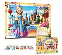 Dress Up Games - 10.24x7.48x0.31 Inches Magnetic Princess Paper Dolls Playset for Kids Girls Toddler with Pretend Play, Travel Games, Party Favors, Birthday, Educational Stickers Activity Toy