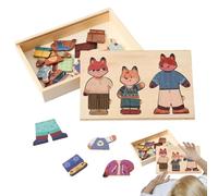 Dress Up Games Animal Design - Educational Wooden Puzzle Board | Fun Outfit Matching Pretend Play Toy | Creative Learning Game For Kids Girls Boys, Preschool Classroom Travel Birthday Gift Idea