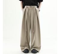 Dress Up or Down Classic Mens Loose Fitting Wide Leg Pant Styles Featuring Elegant Pleating Techniques (XL Khaki)