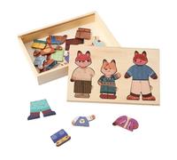 Dress Up Puzzle Animal Design - Learn To Dress Toy, Educational Wooden Board Puzzles | Match Play Outfits for Pretend Play Preschool Girls Kids Children Classroom Birthday Travel Activity Set